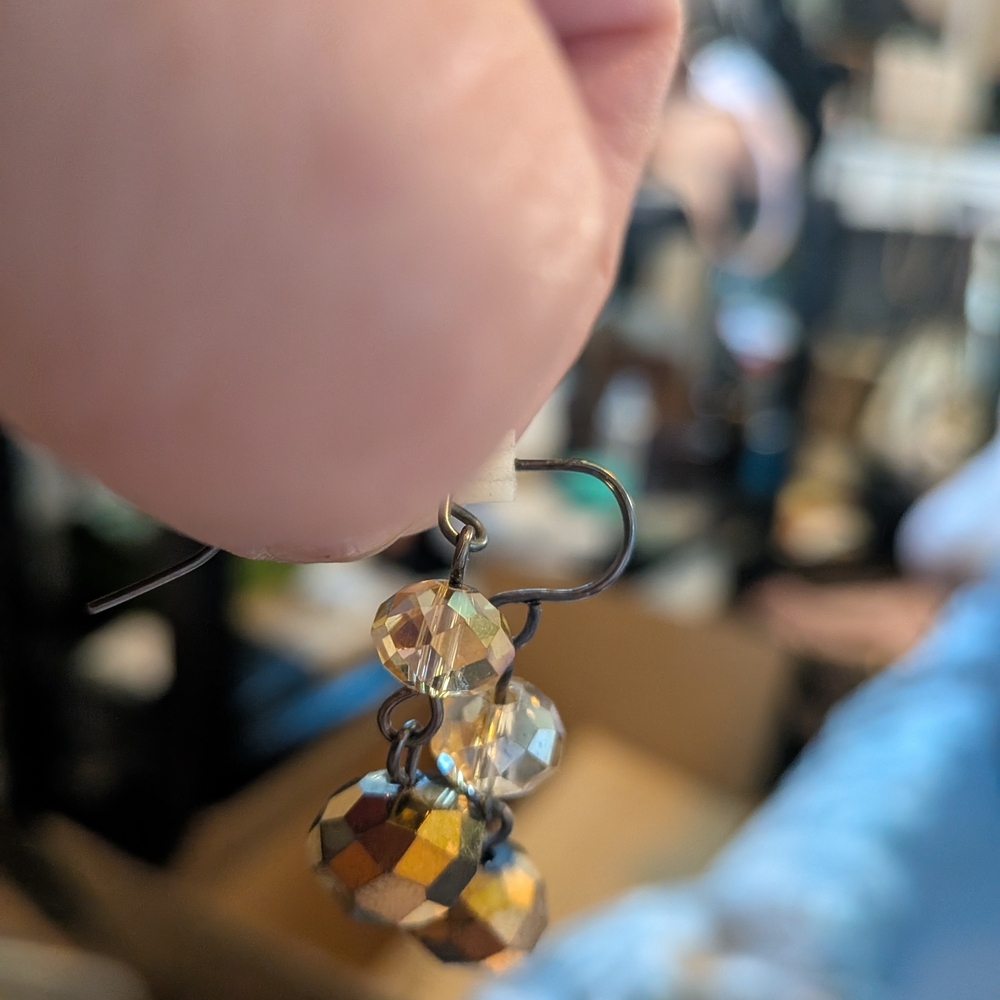 Chic Gold and Silver Faceted Earrings